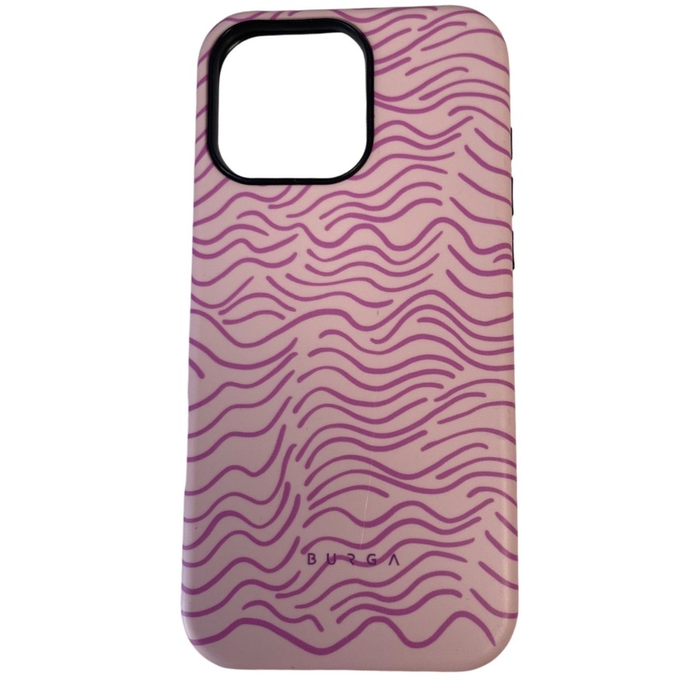 Burga iPhone 13 Pro Max Tough Case Pink Purple Wavy Line Protective Cover